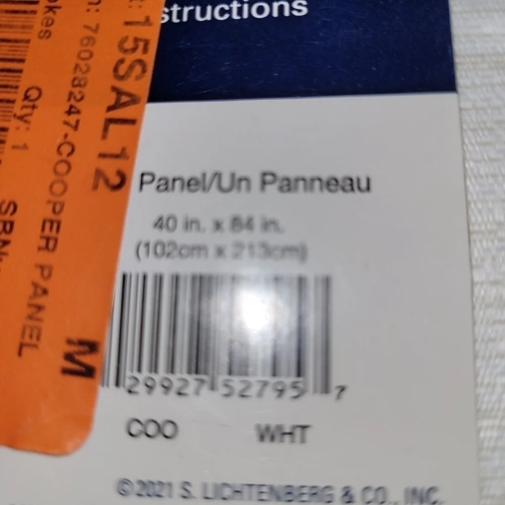 Lichtenberg Sun Zero one panel 40 x 84 Nwt
